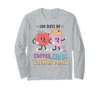 Camiseta para Maestros con Planes de lecciones de café para 100 días de Clases Manga Larga