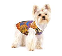 Camiseta para mascotas con estampado de sendero de otoño en dorado, ropa de verano para perros, ropa suave para cachorros y gatos pequeños, uso diario al aire libre
