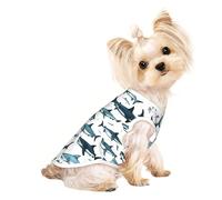Camiseta para mascotas con estampado de tiburón con varios gestos, chaleco sin mangas para cachorros pequeños, gatitos, uso en interiores y exteriores
