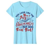 Camiseta para mujer, blusa de manga corta, camiseta informal de manga larga para mujer, con texto en inglés "Four Seasons Fun", azul celeste, L