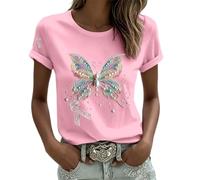 Camiseta para mujer con diseño de mes de cáncer de pecho, cuello redondo, camiseta básica, camiseta de verano de manga corta, cómoda, sudadera de gran tamaño, transpirable, ligera y funcional, P Rosa