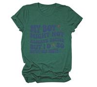 Camiseta para Mujer con Diseño Gráfico Divertido My Boy Might Not Always Swing But I Do So Watch Your Mouth Ideal para el Día de la y Uso Diario como Top Casual de Algodón y Transpirable (Green, L)