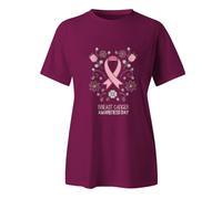 Camiseta para mujer con estampado de cáncer de mama internacional de consciencia internacional para mujer, Rosa intenso., XL