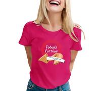 Camiseta para mujer con estampado de galleta de la fortuna, camiseta de manga corta con cuello redondo y diseño humorístico de Today's Fortune, elegante camiseta básica para el día a día y el tiempo
