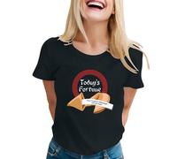 Camiseta para mujer con estampado de galleta de la fortuna, camiseta de manga corta con cuello redondo y diseño humorístico de Today's Fortune, elegante camiseta básica para el día a día y el tiempo