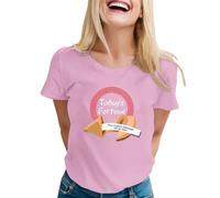 Camiseta para mujer con estampado de galleta de la fortuna, camiseta de manga corta con cuello redondo y diseño humorístico de Today's Fortune, elegante camiseta básica para el día a día y el tiempo
