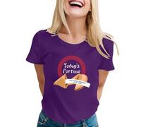 Camiseta para mujer con estampado de galleta de la fortuna, camiseta de manga corta con cuello redondo y diseño humorístico de Today's Fortune, elegante camiseta básica para el día a día y el tiempo
