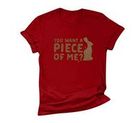 Camiseta para mujer con estampado de Pascua O NeckOutdoorFashion Shirt Tops Crop Tops Mujer, Vino, L