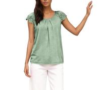 Camiseta para mujer con ojal, bordado, manga corta, blusa de verano, elegante patchwork, túnica plisada, cómoda, informal, cuello redondo, jersey ligero, O Verde Claro, XXL
