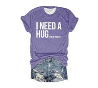 Camiseta para mujer con texto divertido - Camiseta humorvolle con I Need A Huge... Print | Casual Freizeit-Shirt con divertido mensaje, Style_b02purple, L