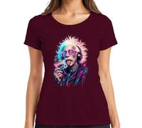 Camiseta para mujer con texto en alemán "Albert Statement", con música, granate, 3XL