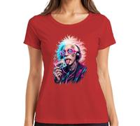 Camiseta para mujer con texto en alemán "Albert Statement", con música, rojo, S