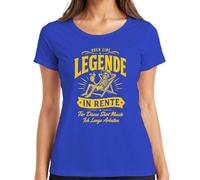 Camiseta para mujer con texto en alemán "Auch eine Legende in Rent SkelettStatement", azul, M