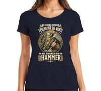 Camiseta para mujer con texto en alemán "Bei Ananderen der der Hammer Wikinger Thor Mjölnir, azul marino, XL