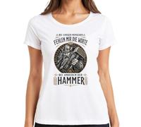 Camiseta para mujer con texto en alemán "Bei Ananderen der der Hammer Wikinger Thor Mjölnir, Blanco, S