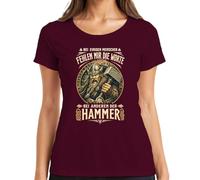 Camiseta para mujer con texto en alemán "Bei Ananderen der der Hammer Wikinger Thor Mjölnir, granate, XXL