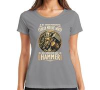 Camiseta para mujer con texto en alemán "Bei Ananderen der der Hammer Wikinger Thor Mjölnir, gris, S