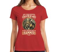 Camiseta para mujer con texto en alemán "Bei Ananderen der der Hammer Wikinger Thor Mjölnir, rojo, L