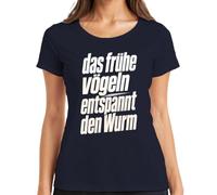 Camiseta para mujer con texto en alemán "Das früfrühbirds Relax", azul