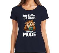 Camiseta para mujer con texto en alemán "Der Kaffee ist kaputt ich Bin noch Statement", azul marino, 3XL