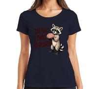 Camiseta para mujer con texto en alemán "Du hast etwas verloren Mapache", azul marino, L