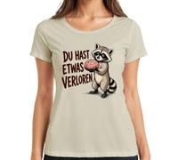 Camiseta para mujer con texto en alemán "Du hast etwas verloren Mapache", naturaleza, XL
