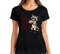 Camiseta para mujer con texto en alemán "Du hast etwas verloren Mapache", Negro , L