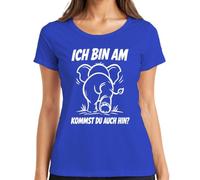 Camiseta para mujer con texto en alemán "Ich Bin am Kommst du auch hin