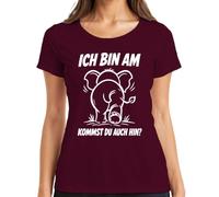 Camiseta para mujer con texto en alemán "Ich Bin am Kommst du auch hin