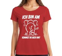 Camiseta para mujer con texto en alemán "Ich Bin am Kommst du auch hin