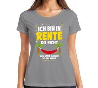 Camiseta para mujer con texto en alemán "Ich Bin in Rente du Nicht viel Spaß Statement, gris, L