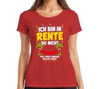 Camiseta para mujer con texto en alemán "Ich Bin in Rente du Nicht viel Spaß Statement, rojo, L