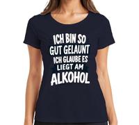 Camiseta para mujer con texto en alemán "Ich Bin so gut gelaunt liegt am
