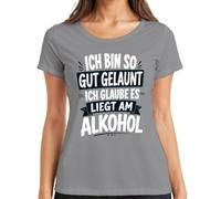 Camiseta para mujer con texto en alemán "Ich Bin so gut gelaunt liegt am