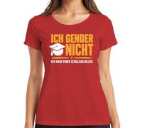 Camiseta para mujer con texto en alemán "Ich Gender Nicht ich Habe einen Statement, rojo, L