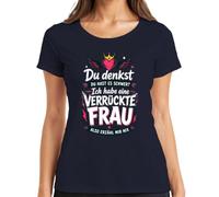 Camiseta para mujer con texto en alemán «Ich Habe eine loca», azul marino, S