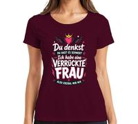 Camiseta para mujer con texto en alemán «Ich Habe eine loca», granate, S
