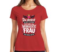 Camiseta para mujer con texto en alemán «Ich Habe eine loca», rojo, M