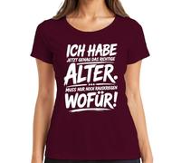 Camiseta para mujer con texto en alemán «Ich Habe genau das richtige Alter