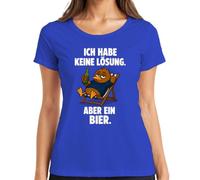 Camiseta para mujer con texto en alemán "Ich Habe Keine Lösung Aber ein Bier Statement", azul, L