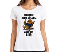 Camiseta para mujer con texto en alemán "Ich Habe Keine Lösung Aber ein Bier Statement", Blanco, L