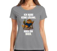 Camiseta para mujer con texto en alemán "Ich Habe Keine Lösung Aber ein Bier Statement", gris, L