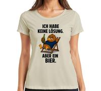 Camiseta para mujer con texto en alemán "Ich Habe Keine Lösung Aber ein Bier Statement", naturaleza, L
