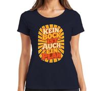 Camiseta para mujer con texto en alemán "Kein Bock ist auch EIN Plan Lustig Spruch, azul marino, S