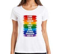 Camiseta para mujer con texto en alemán "Lebe Dein Leben so DASS die AFD etwas dagegen etwas da, Blanco, S