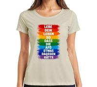 Camiseta para mujer con texto en alemán "Lebe Dein Leben so DASS die AFD etwas dagegen etwas da, naturaleza, M