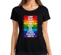 Camiseta para mujer con texto en alemán "Lebe Dein Leben so DASS die AFD etwas dagegen etwas da, Negro , 3XL