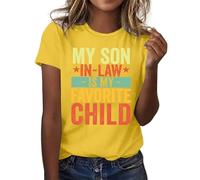 Camiseta para mujer con texto en inglés "Mi yerno es mi hijo favorito", brazo artificial, amarillo, S