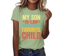 Camiseta para mujer con texto en inglés "Mi yerno es mi hijo favorito", brazo artificial, Verde claro., XL