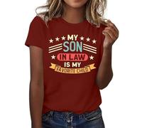 Camiseta para mujer con texto en inglés "Mi yerno es mi hijo favorito", Vino, L